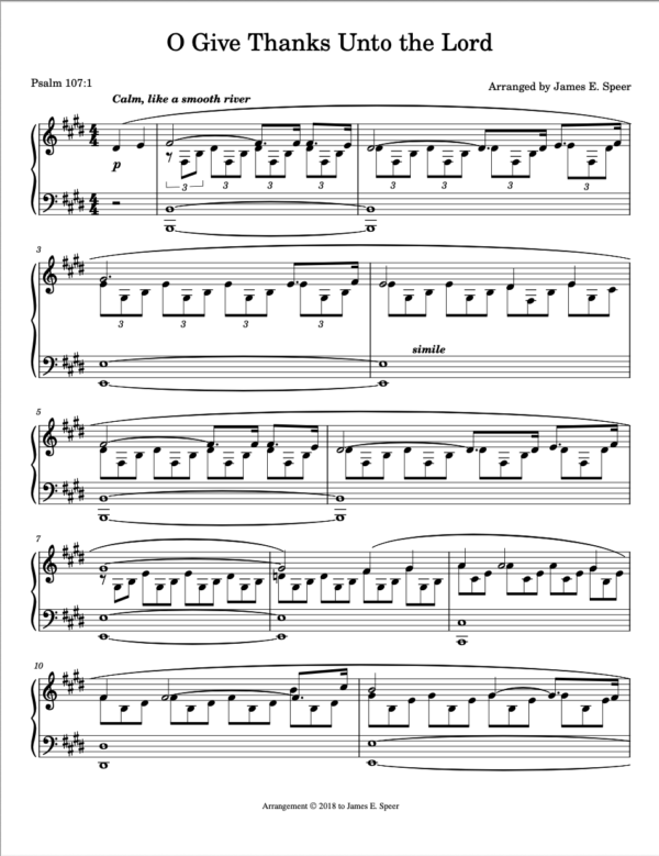 O Give Thanks Unto the Lord | Piano Solo