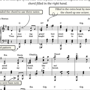 Amazing Grace Piano Hymn Worksheet | Chord Identification & Accompaniment Practice