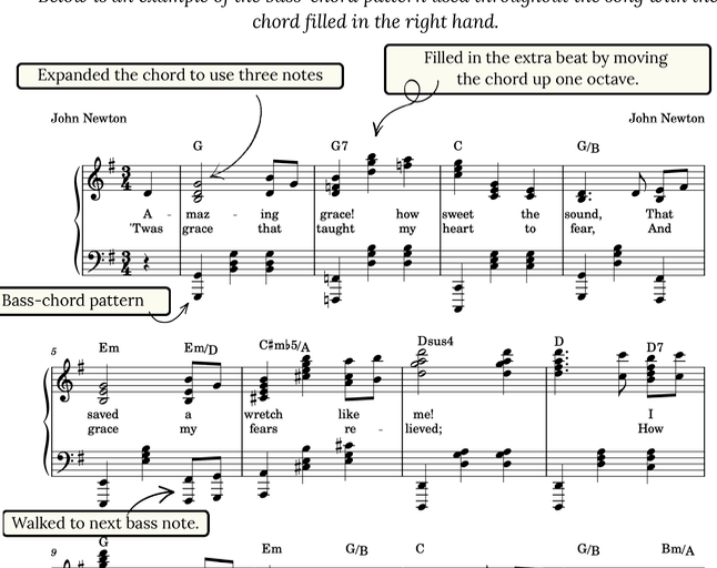 Amazing Grace Piano Hymn Worksheet | Chord Identification & Accompaniment Practice