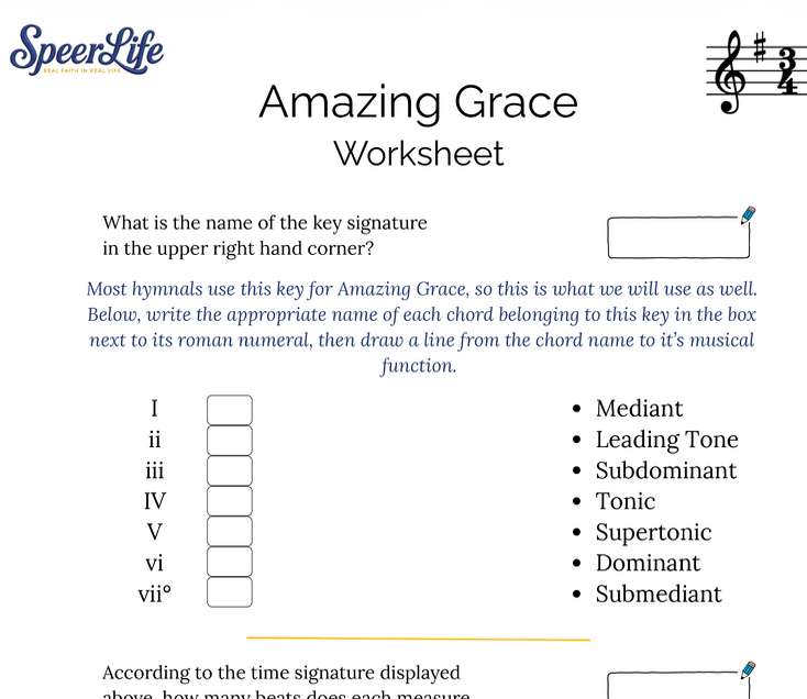 Amazing Grace Piano Hymn Worksheet | Chord Identification & Accompaniment Practice - Image 2