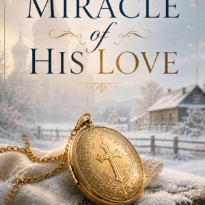 Peaceful, snowy, Russian farm landscape surrounding the golden glow of a Christian girl's locket